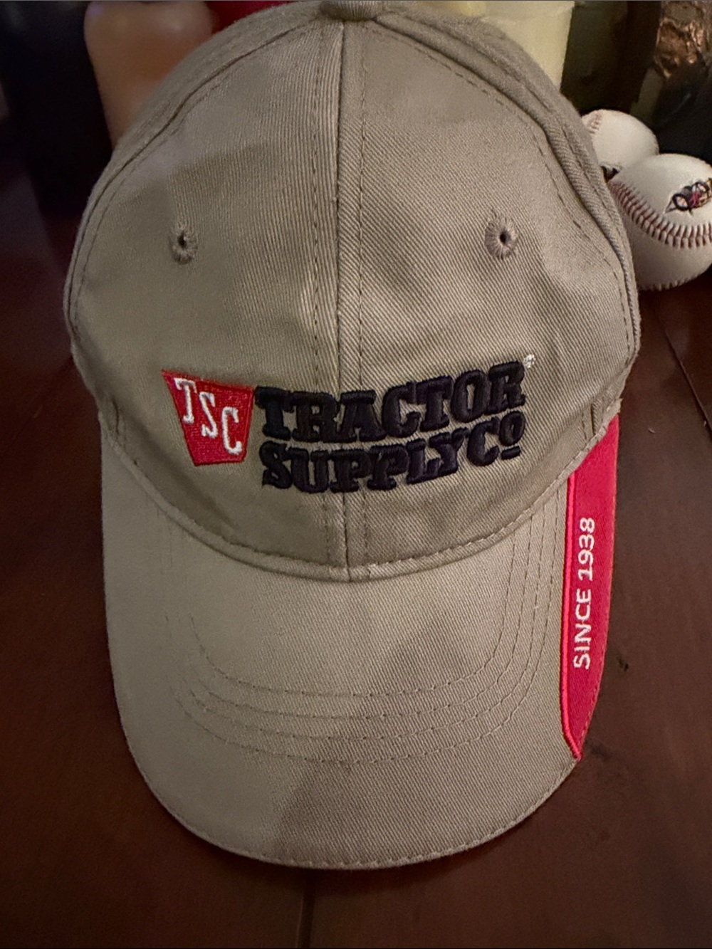 Kids' Beige Cap with Red Accent
